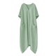 thumbnail image 5 of TaTaai Women's Loose Fit Maxi Dress Solid Color V-Neck Three-Quarter Sleeve Linen Feel with Pocket Detail Irregular Hem Casual Gift, 5 of 7