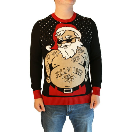 Ugly Christmas Sweater Men's Xmas Tatted Thug 