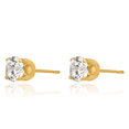 thumbnail image 3 of 14K Solid Yellow Gold 5.75mm Cubic Zirconia CZ Stud Earrings, 3 of 10