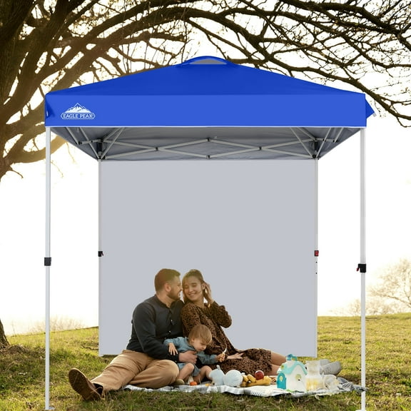 EAGLE PEAK 6.6 x 6.6 ft Easy Set Up Straight Leg Pop Up Outdoor Canopy with One Removable Wall,Blue