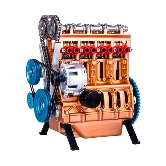 Industrial Style 4-Cylinder Car Engine Model - Adult Mini Desktop Engine Toy for Collectors (Handcrafted Resin, 14x10x9cm, Vintage Railroad or Modern Home Decor)