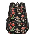 thumbnail image 2 of Mushroom and Moon Black Pattern Backpack for School, Cute School Bag with Adjustable Shoulder Straps and Padded Back, 16.9"x12.6"x5.9", 2 of 5