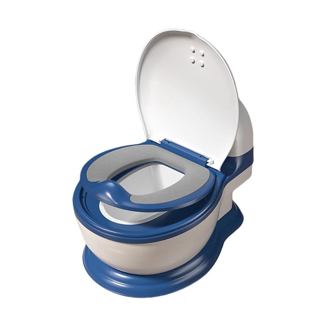 Asiento para orinal Entrenador para orinal Realista Cómodo Extraíble Sensación real Orinal Baño para orinal para hotel Guardería al aire libre Niños almohadilla de PU azul Hugo Inodoro de tren para ir al baño