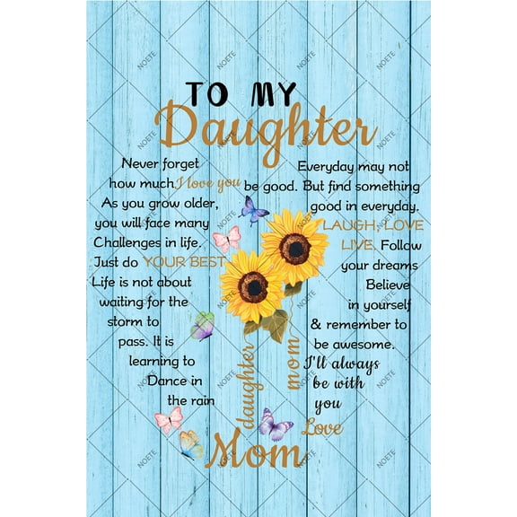 Noete Daughter Gifts Sign 8x12 Inch Hangable Tin Sign for Daughter from Mom, Meaningful Daughter Gifts Sign, Love Shaped Sunflower Decor for Bedroom, Living Room
