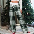thumbnail image 4 of Women Winter Soild Color Pants Full Length Long Trousers Sports Pants with Plaid Print and Drawstring for Classic and Warm Wear,Light Green,XL, 4 of 8