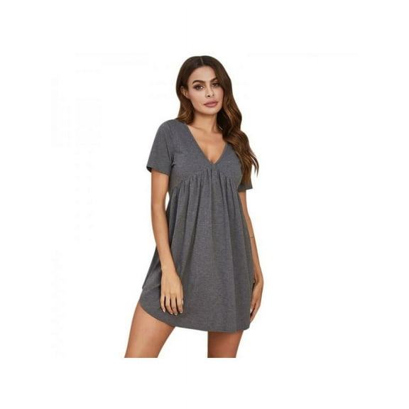 Womens Nightgowns Sleepwear Cotton Pajamas - Woman Short Sleeve V Neck Nightdress Nightshirt Plus Size Pajamas Dress Loungewear