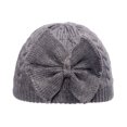 thumbnail image 1 of Gorro de invierno con lazo para bebé, gorro infantil gris para niña, gorros de punto con orejeras de 0 a 6 años, 1 of 5