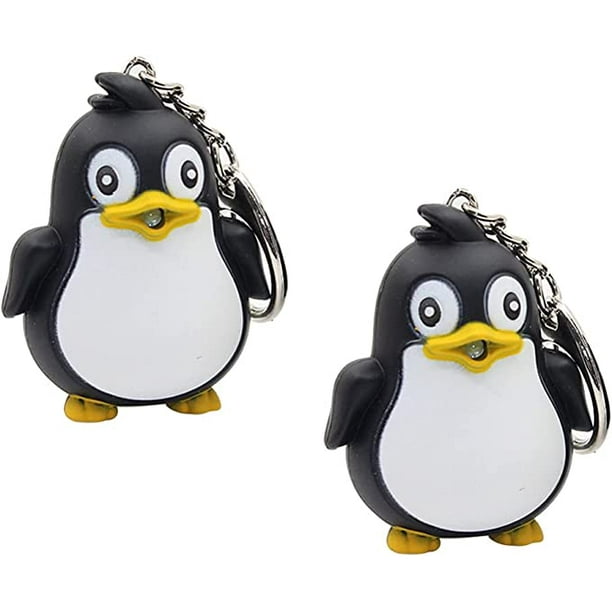 Pack of 2 Penguin Keyring with LED Lighting and Sound Keychain