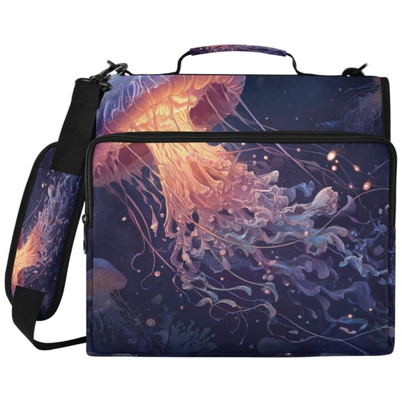 ALAZA Zipper Binder Fantasy Jellyfish Pattern 2 inch 3 Ring 500 Sheet Capacity Trapper Keeper File Folder Organizer Bag