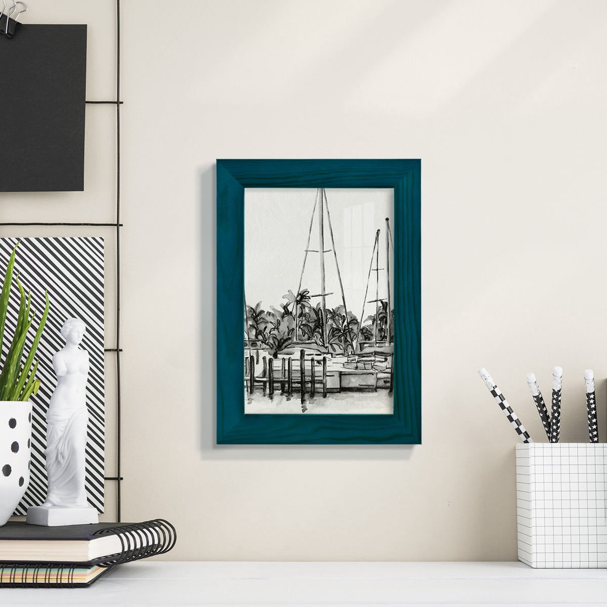 Neutral Tropics I - Framed Print w/glass - Ocean Blue