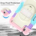 thumbnail image 7 of Case for iPad Mini 7 A17 Pro 2024/Mini 6 2021 8.3 Inch 7th/6th Gen with Screen Protector, 360 Degree Rotating Kickstand Hand Strap Shockproof Cover with Shoulder Strap, Rainbow Pink, 7 of 7