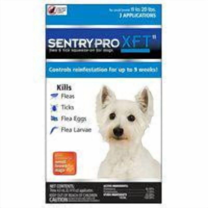 Sentry Pro XFT Squeeze-On Dogs 11 to 20 lbs. Flea & Tick Treatment, 3 Month Supply