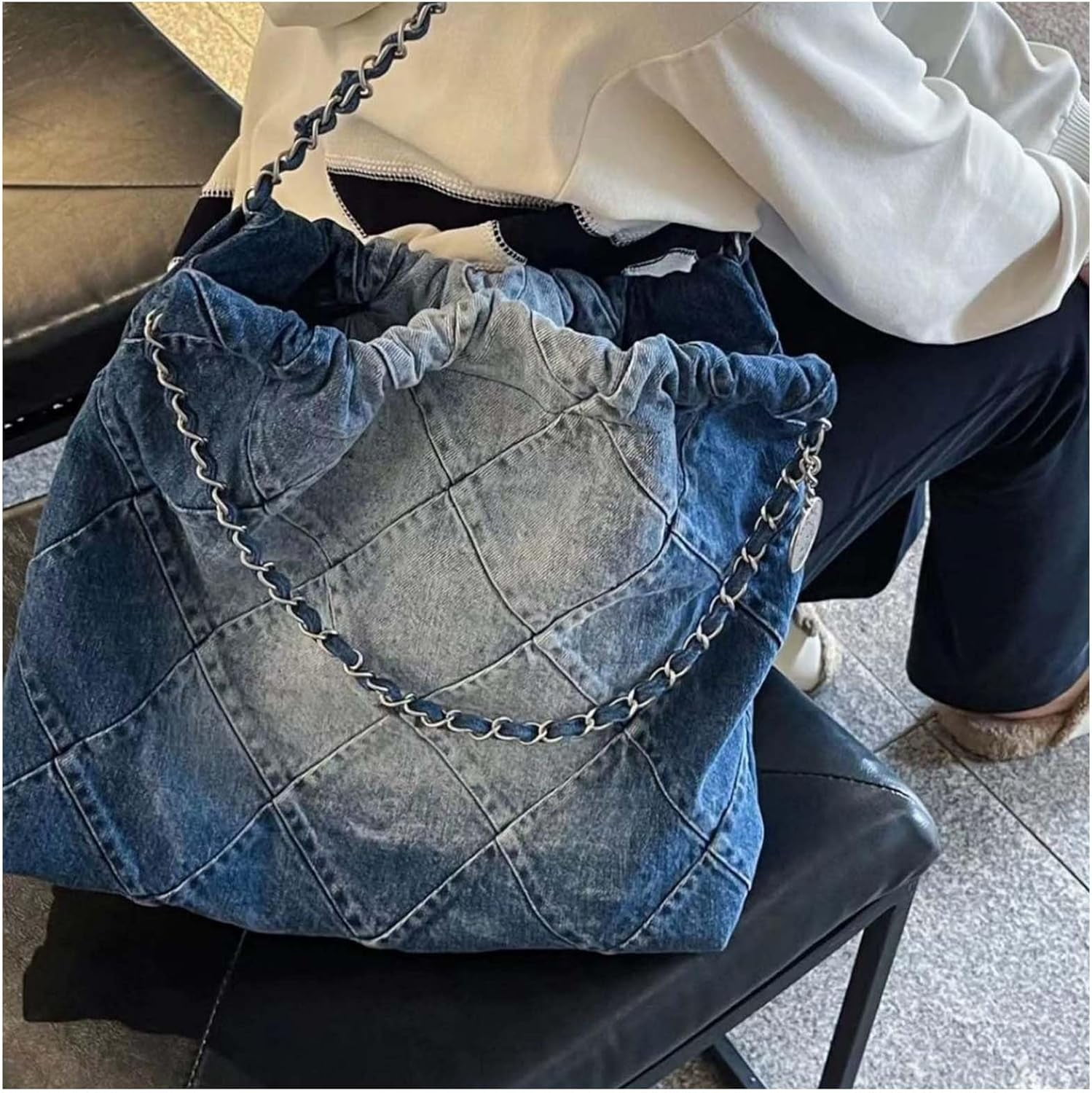 HLSOHJP Fashion Ladies Denim Crossbody Bag Cowboy Crossbody Bags for Women Women Fashion Tote Bag Daily Commuter Shoulder Bags