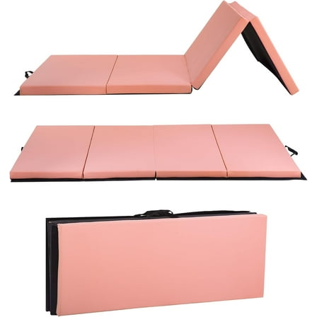 PayLessHere Pink Gymnastics Mat - Foldable PU Leather for Tumbling, Yoga Indoor/Outdoor