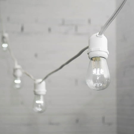 Commercial String Lights Commercial LED Edison String Lights 48 Foot White Wire S14 Bulb Cool ...