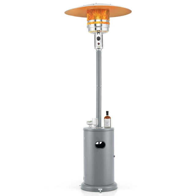 Costway 50,000 BTU Patio Heater with Wheels Round Table Design & Stainless Steel Burner Gray