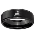 thumbnail image 2 of Deer 8MM Step Edge Brush Black Tungsten Men Ring, 2 of 2