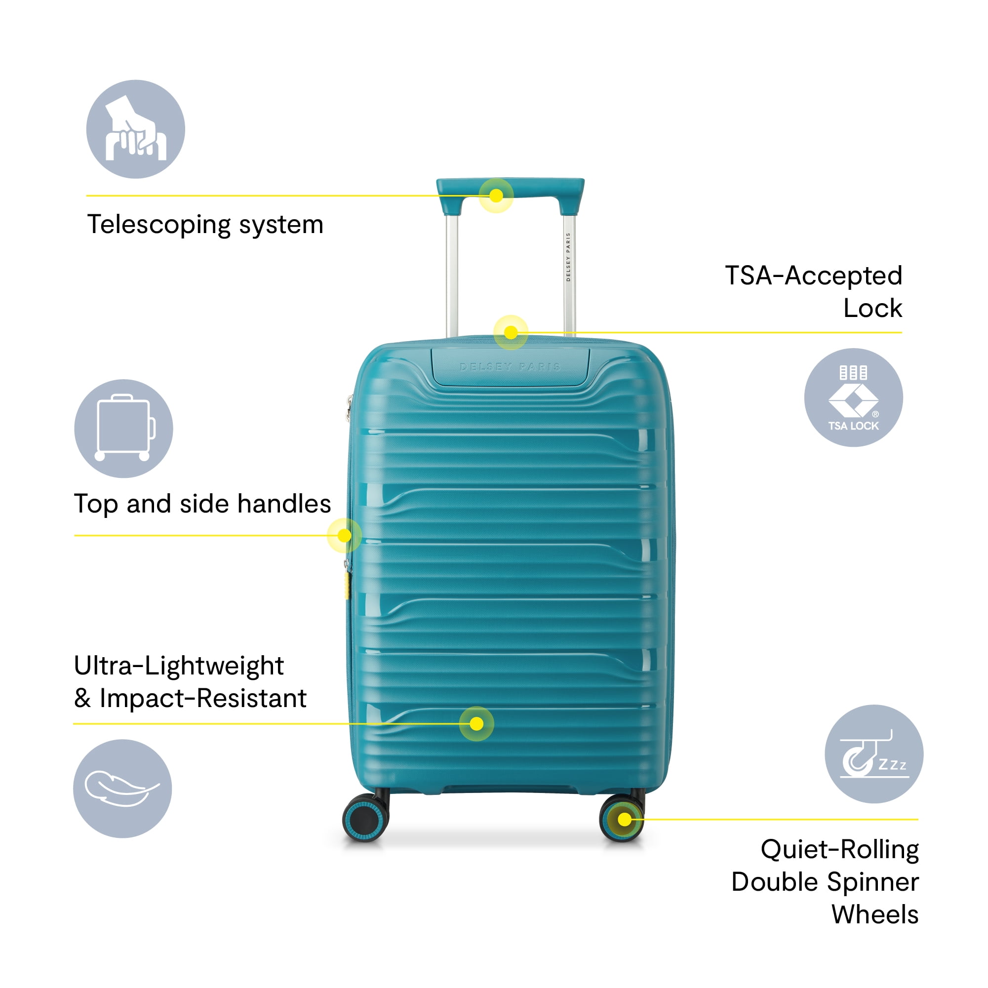 DELSEY PARIS Dune 20" Carry-on Hardside Expandable Spinner Luggage, Teal