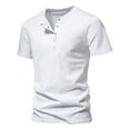thumbnail image 2 of Men's Henley Shirt Short Sleeve Cotton Summer Button T-Shirt Casual Solid Color Henley Shirt Cotton Top, 2 of 9