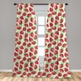 thumbnail image 5 of Ambesonne Fruits Curtains, Strawberries Vivid Food, Pair of 28"x84", Eggshell Red Olive Green, 5 of 5