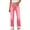 Pink, variant on Women's Irregular Waistband Denim Jeans, Elastic Stretch Retro Streetwear Straight Leg Pants, Casual Distressed Jeans for Women, Unisex Baggy Trousers Black L