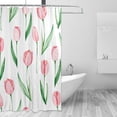 thumbnail image 2 of Coolnut Pink Tulip Shower Curtain Bathroom Decor Watercolor Shower Curtain Sets Fabric Cloth Bathroom Curtains with Hooks 60x72 Inch, 2 of 6