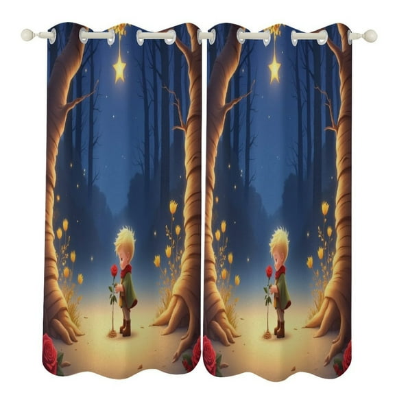 teenager with Rose in Enchanted Forest 2 Panels Blackout Curtains for Bedroom Living Room Drapes Kitchen Room Window Blackout Curtain Grommet