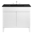 thumbnail image 3 of Sink Vanity Cabinet, White Black, Wood, Mid Century Hotel Bedroom Bathroom, Modern Contemporary HB33680, 3 of 9