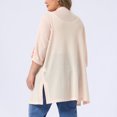 thumbnail image 3 of GRACE & GRANDEUR Women's Plus Size School College Lightweight Open Front Cardigans Hollow Out Crochet Knit Cardigan 3/4 Sleeve Side Slits Long Cover Up 1X Light Pink, 3 of 6