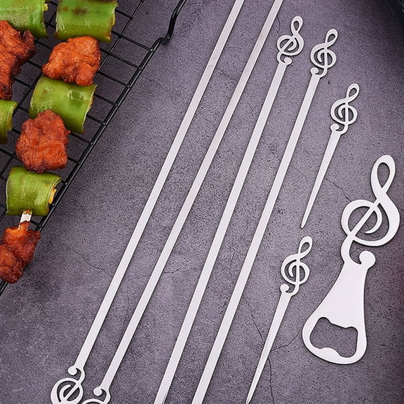 Mobutofu Stainless Steel Skewers 5Pcs 10.2In Flat Shape