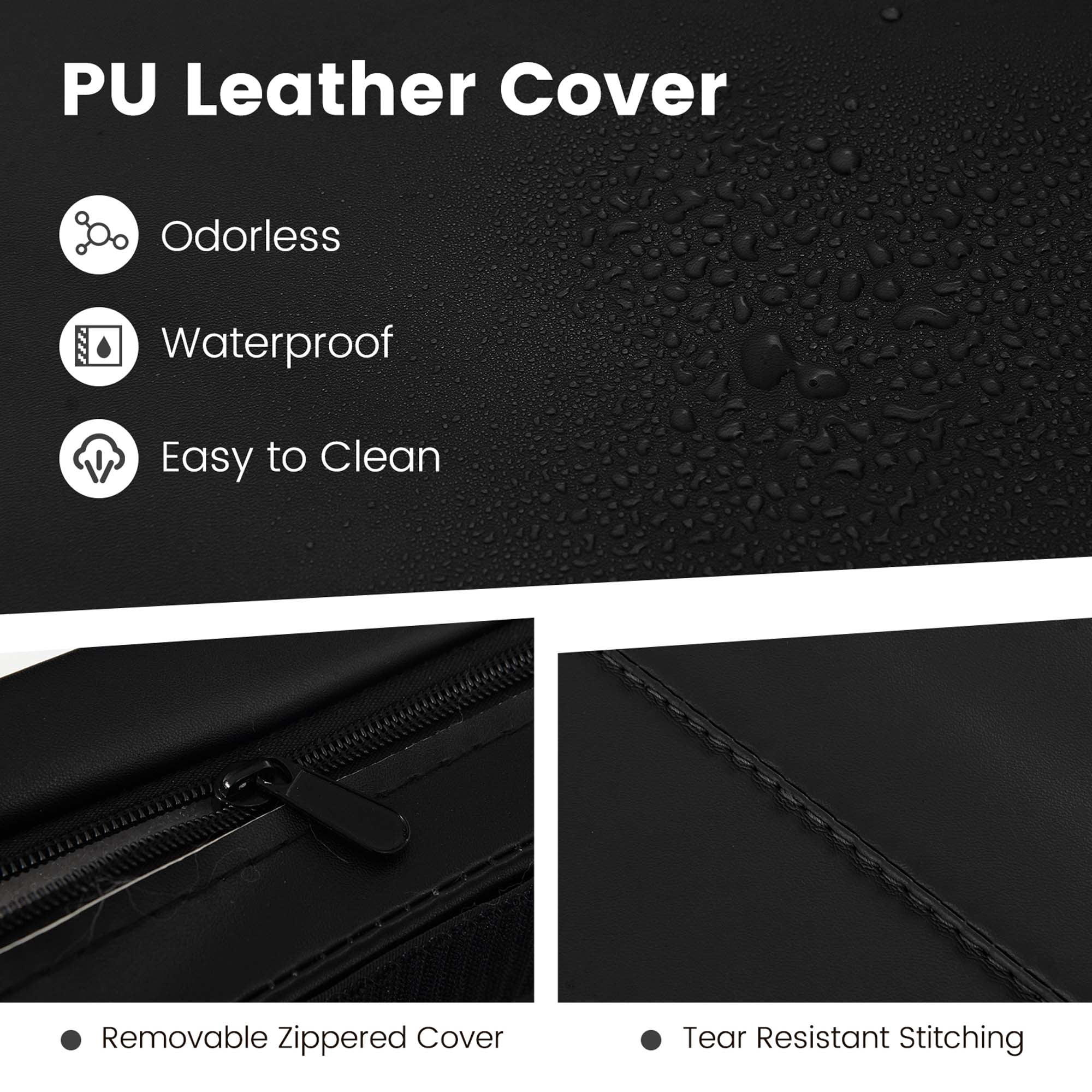 Costway 10' x 4' x 2" 4-Panel Folding Exercise Mat with Carrying Handles for Gym Yoga Black