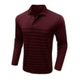 thumbnail image 4 of YYDGH Men's Polo Shirts Long Sleeve Striped Sweatshirt Fashion Casual Loose Fit Fall Classic Button Up Athletic Stylish Golf Shirts, 4 of 6