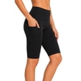 thumbnail image 3 of 2 Pack Women's High Waisted Long Biker Shorts With Pockets 9" Bermuda Length Active Short, 3 of 5