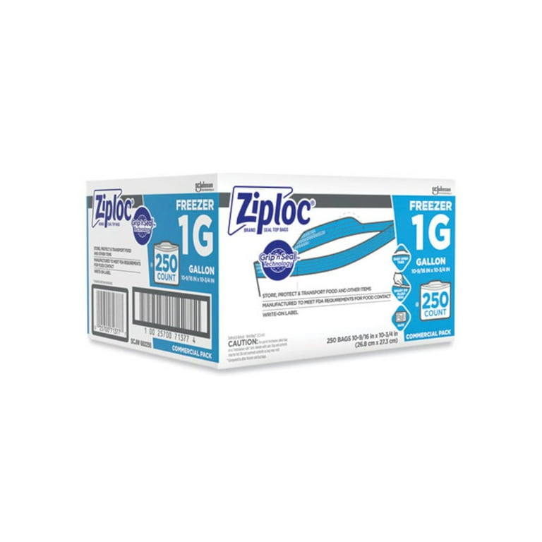 Ziploc Freezer Bags, Gallon Size, 250 Count, Easy Open Tabs, Food