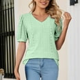 thumbnail image 6 of Midsumdr Womens Tops 2025 Fashion Mesh Breathable Short Sleeve V-Neck Blouse Tops Comfortable Temperament Solid Color Tops, 6 of 6