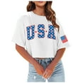 thumbnail image 1 of TSADFHJI Hauts Habillés pour Femmes pour Noël Crop Tops Décontractés Mode Imprimé Col Rond Manches Courtes Chandail T-Shirt m Blanc, 1 of 4