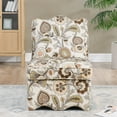 thumbnail image 4 of LUCKHAO  Retro Single Chair with Flower Pattern and Wave-Shape Edge, Flannel Upholstered Armless Sofa Chair with Seat Cushion and Pillow for Living Room, Bedroomc, 4 of 9