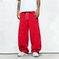thumbnail image 5 of Men's Baggy Sweatpants Wide Leg Elastic Drawstring Waist Sweat Pants Relaxed Fit with Pockets, 5 of 5
