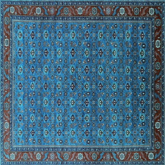 Ahgly Company Indoor Square Oriental Light Blue Traditional Area Rugs, 8' Square