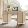 thumbnail image 5 of SICOTAS 52.1"W Boho Desk with Drawers & Rattan Accent – Farmhouse Writing Desk with Adjustable Shelf & Soft Close Door – Home Office Computer Desk – Reclaimed Light Oak, 5 of 13