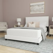 Willow Nailhead Trim Upholstered Full Bed, White Faux Leather