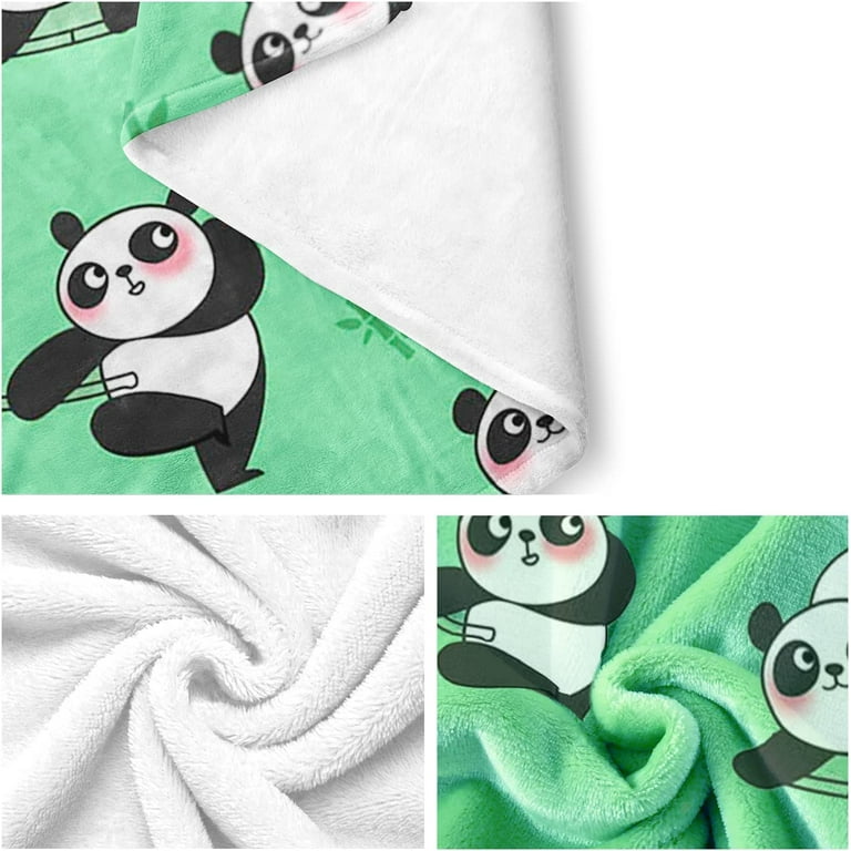 Loussiesd Leuke Panda Fleece Gooi Deken Voor Slaapbank Panda Beer Gedrukt Pluche Deken Decoratieve Cartoon Giant Panda Ontwerp Sherpa Deken Wilde Dier Fuzzy Deken Baby 30x40 Inch