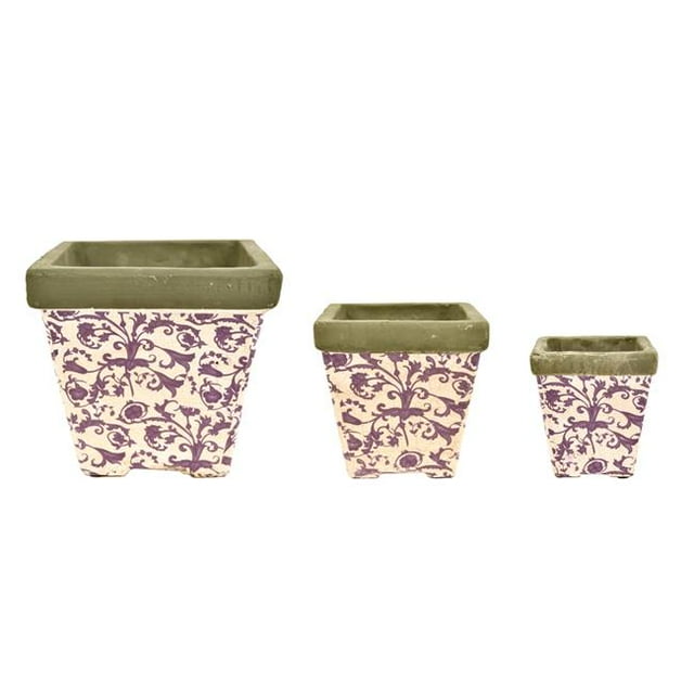 Esschert Design AC01 Vieux Pots de Fleurs à Nidification Carrée en Céramique&44; Bleu & Blanc - Lot de 3