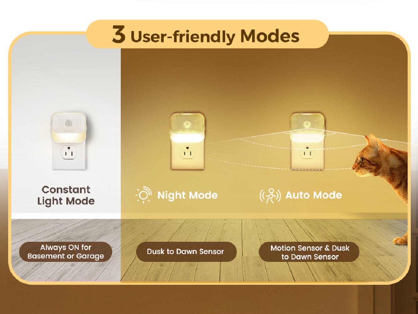 ZISUYU 2-Pack Motion Sensor LED Night Lights, Dimmable photo 4