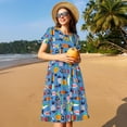 thumbnail image 4 of Kdxio Cute Flat Fish Pattern Summer Dresses for Women Casual Tshirt Short Sleeve Floral Sundress Beach Cover Ups with Pockets, 4 of 6