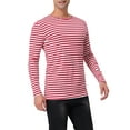 thumbnail image 4 of INSPIRE CHIC Men's Striped T-Shirt Long Sleeves Crew Neck Stripe Basic Tops L Red, 4 of 6