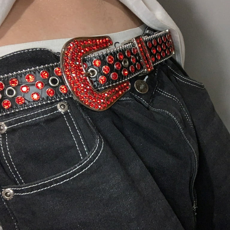 Punk Rock Rhinestone Belt Fashion Luxury Diamond Pin Buckle For Men  Designer Cowgirl Cowboy Bing Belts Strap For Jeans