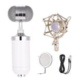 thumbnail image 2 of Professional White Uni-Directional Condenser Microphone Kit for Live Streaming & Recording - Includes Metal Pop Filter, Shockproof Mount, 3.5mm to XLR Cable - High Sensitivity, Low Noise, 20Hz-20KHz, 2 of 7