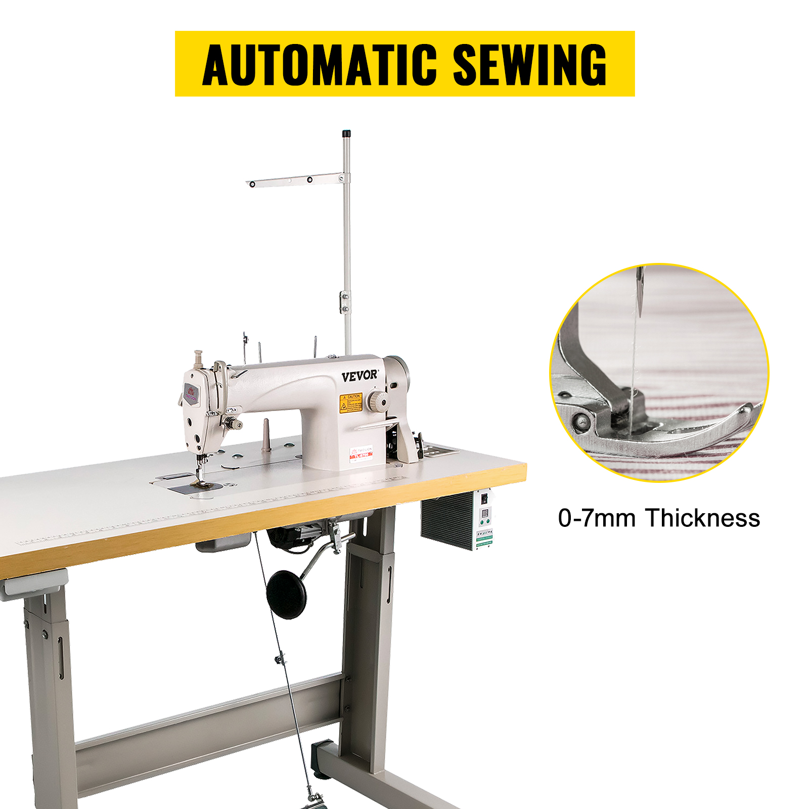 VEVOR Industrial Sewing Machine DDL8700 Lockstitch Sewing Machine with Servo Motor + Table Stand Commercial Grade Sewing Machine for Sewing - image 4 of 9