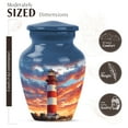 thumbnail image 2 of JAGASY Lighthouse Urn for Parents - Blue Small Urn for Ashes Adult Male - Yellow Orange Sunset Clouds Decorative Mini Urns for Mother - Miniature Cremation Urns for Human Ashes Keepsake - (3 Inch), 2 of 7
